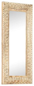kézzel faragott tömör mangófa tükör 110 x 50 x 2,6 cm