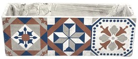Mediterrán stílusú kerámia virágláda, portugál mozaik mintával, kültéri és beltéri dekorációs kiegészítő