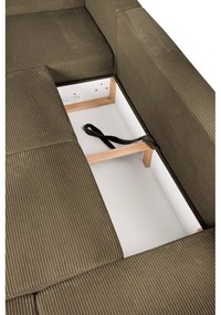 Zöld kordbársony kinyitható sarokkanapé (jobb oldali-U alakú) Tori – Bonami Selection