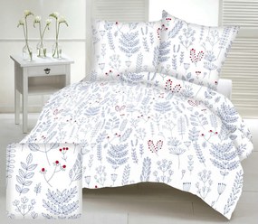 Herbáriumi kék krepp ágyneműhuzat TiaHome - 1x Párna 90x70cm, 1x Paplan 140x200cm