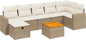 vidaXL 8 részes bézs polyrattan kerti ülőgarnitúra párnával