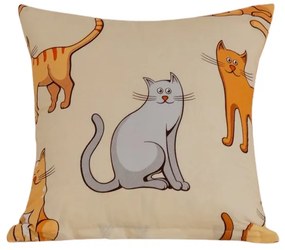 Mikroszálas párnahuzat COLORED CATS 45x45 cm, krém színű