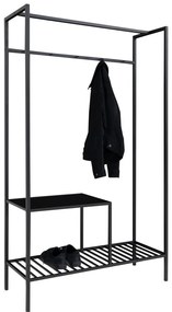 Vita ruhataró állvány, 2 polc, fekete, fekete váz 101x38x170 cm