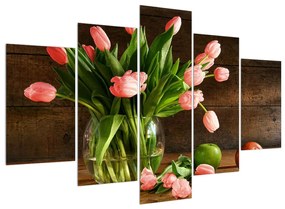 Piros tulipánok a vázában (150x105 cm)