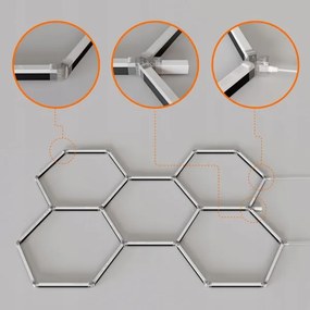LED RGBW dimmelhető mennyezeti lámpatest HEXAGON LED/144W/85-265V 7000K CRI 90 IP54 fehér+távirányító