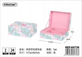 Ékszerdoboz Virágmintás Papír 17.5x14x7cm