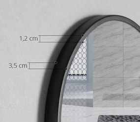 Fekete kerek tükör polccal BREDO Ø70 cm