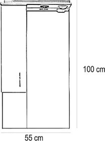 Bianca Plus 55 fürdőszoba bútor felsőszekrény, magasfényű fehér színben, jobbos nyitásirány