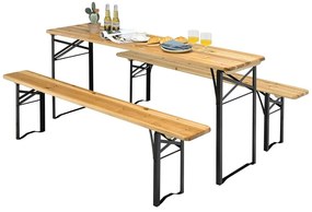 Fa kerti piknik asztal 2 paddal