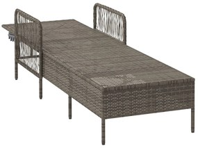Napozóágy Szürke és sötét szürke PE Rattan 157 x 55 x 92 cm