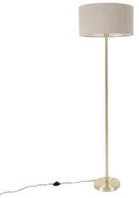 Sárgaréz állólámpa boucle ernyővel, taupe 50 cm - Simplo