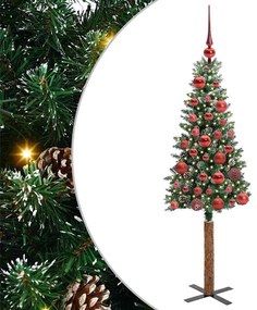 Karcsú karácsonyfa Zöld és Fehér 150 cm PVC és tömör fenyőfa