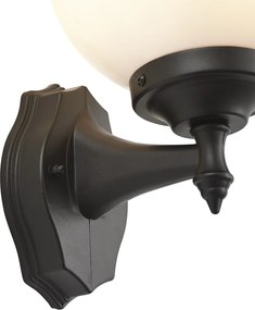 Klasszikus kültéri fali lámpa fekete opál üveggel IP44 - Champs