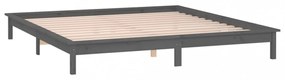 kis kétszemélyes szürke tömör fa LED-es ágykeret 120 x 190 cm