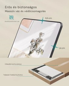 FERRA téglalap alakú tükör, 120x40cm, fekete SongmicsHome