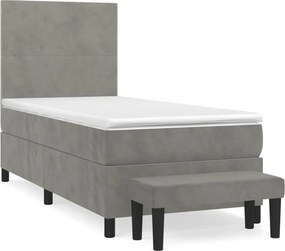 vidaXL világosszürke bársony rugós ágy matraccal 100 x 200 cm