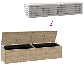bézs polyrattan kerti tárolóláda 220x50x58 cm