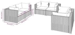 6 részes szürke polyrattan kerti ülőgarnitúra párnákkal