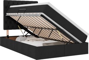 vidaXL Ágy tárolóval és matraccal matracmal Fekete 120 x 190 cm szövet