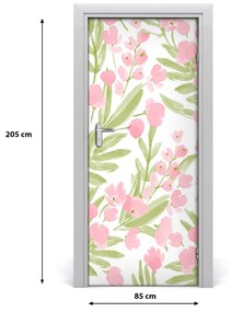 Ajtóposzter öntapadós rózsaszín virágok 85x205 cm