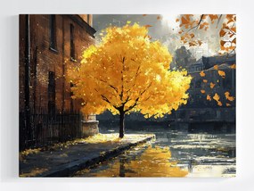 Vászonkép Canvas Tájkép Város Utca Fa Ősz Levelek 100x75
