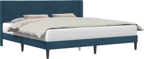 vidaXL Ágykeret fejtámlával Kék 200 x 200 cm Bársony