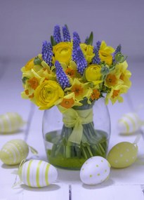 Poszter 39,5x55cm Húsvéti tojások egy csokor virág körül 3, Assaf Frank