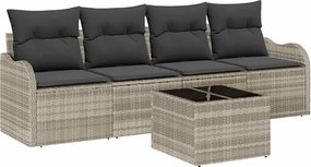 vidaXL Kerti Kanapé Szett Világosszürke polirattan