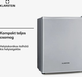 Klarstein Happy Hour 23, minibár, 23 liter, 5 - 15 °C, G energiahatékonysági osztály, csendes, 23 dB, LED világítás, ezüst