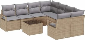 vidaXL Kanapé Szett párnával 9 pcs Barna és szürke polirattan