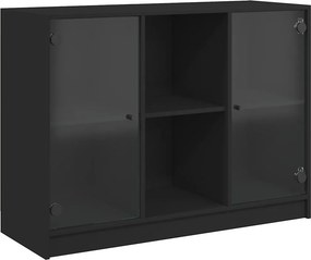 vidaXL fekete szerelt fa tálalószekrény 102x37x75,5 cm