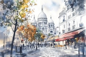 Canvas Vászonkép Párizs Montmartre Sacre Coeur Bazilika Cafe 120x80