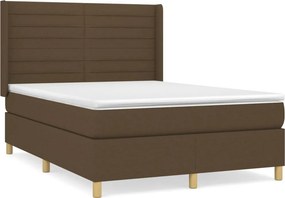 vidaXL sötétbarna szövet rugós ágy matraccal 140 x 190 cm