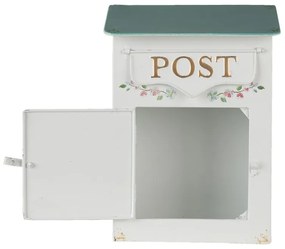Fehér fém postaláda színes virágos, madaras, 22x12x31cm