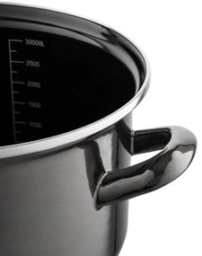 Emaille pot with lid, 3.3 l, black