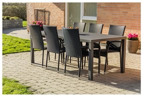 Paris fekete 6 személyes kerti étkezőszett székekkel és Viking asztallal, 90 x 205 cm - Bonami Selection