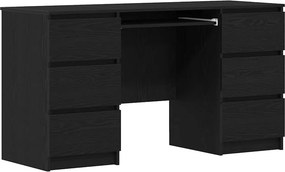 vidaXL Asztal fiókkal tárolóval Fekete tölgy 140 x 50 x 76 cm Faanyag