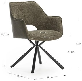 Zöld kárpitozott karfás étkezőfotel szett 2 db-os Mariel – Marckeric