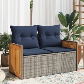 kétszemélyes szürke polyrattan kerti kanapé párnákkal