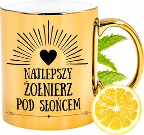 Prémium Arany Csillogó Bögre Katona Ajándék Nyomtatott Fotóval