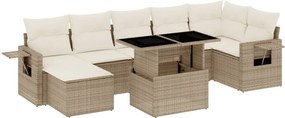 vidaXL 8 részes bézs polyrattan kerti ülőgarnitúra párnával