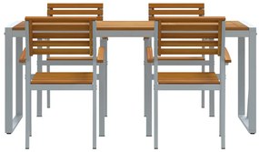 5 részes kerti étkező garnitúra tömör akácfából és fémből