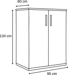 Milano gardróbszekrény, krém-barna, 95 cm