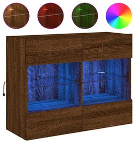 barna tölgyszínű fali TV-szekrény LED-del 78,5x30x60,5 cm