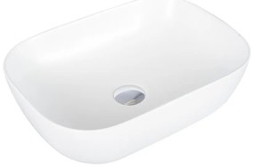 EROS SMILE 3 - PULTRA ültethető - Top Counter - porcelán mosdó - MATT FEHÉR - 46,5 x 32,5 x 13 cm