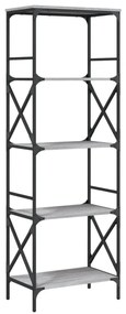 5 szintes szürke sonoma szerelt fa könyvespolc 59 x 35 x 171 cm