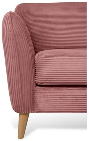Rózsaszín kordbársony sarokkanapé (jobb oldali) Paris – Scandic