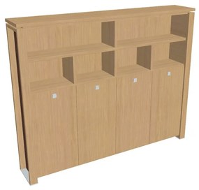 Verno+ S magas gardrób 260 x 46 x 210 cm, polccal, világos tölgy / barna