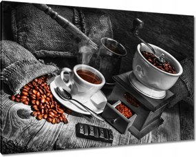 Vászonkép 100x70 Fekete-fehér kávés kép