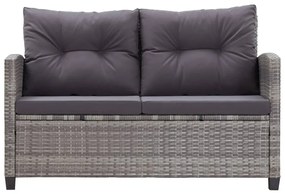 vidaXL kétszemélyes szürke polyrattan kerti kanapé párnákkal 124 cm